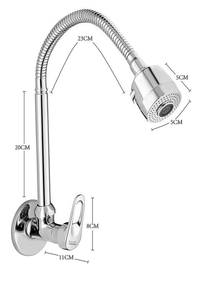 SPAZIO Hexa Flexo Sink Cock/Sink Faucet with Swivel Shower Spout - Flxo Play with 360 Degree Revolving Hose, Dual Flow Type Hot/Cold Water Tap with Wall Flange Bib Tap Faucet - Image 3